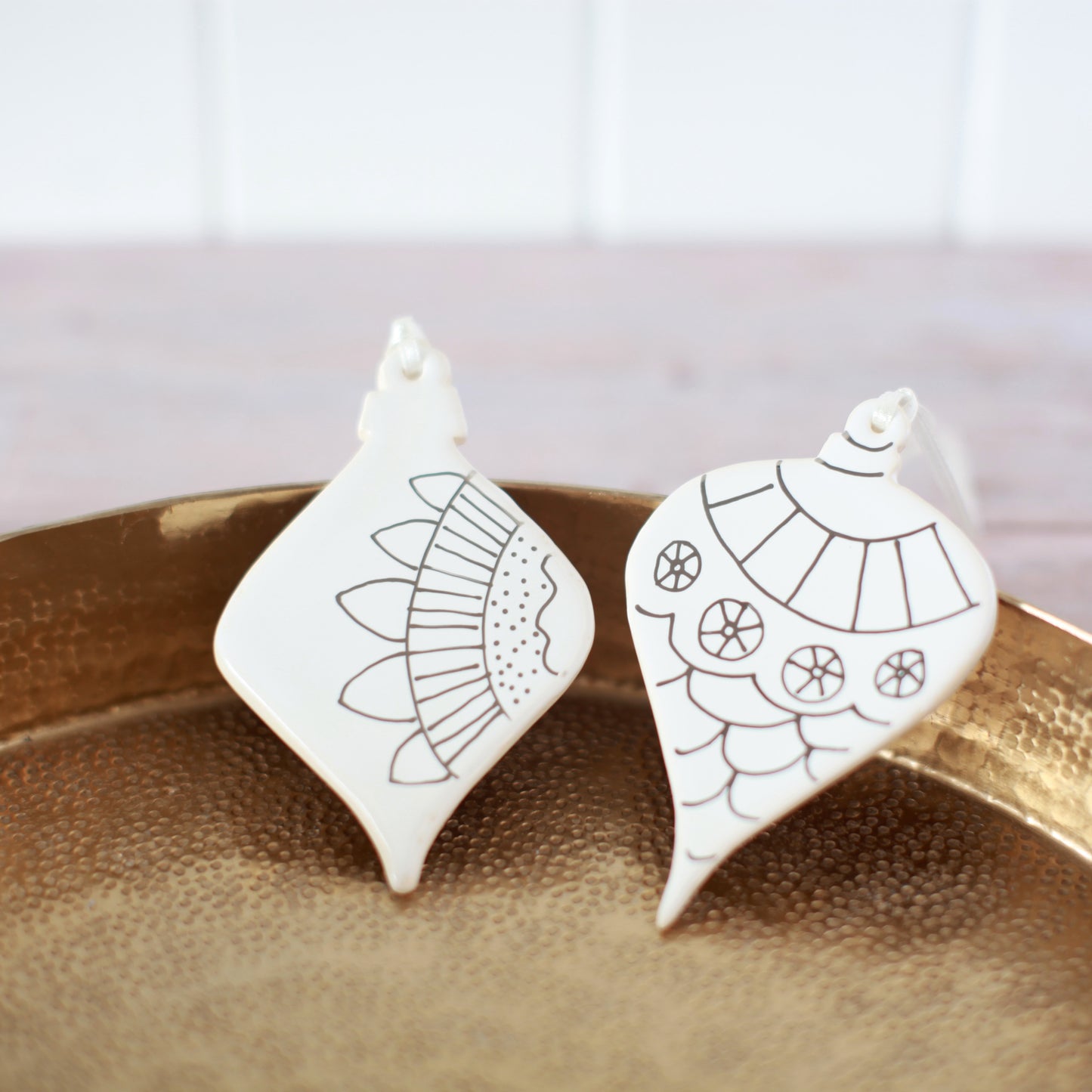 Ceramic Christmas Ornament with Silver Detail