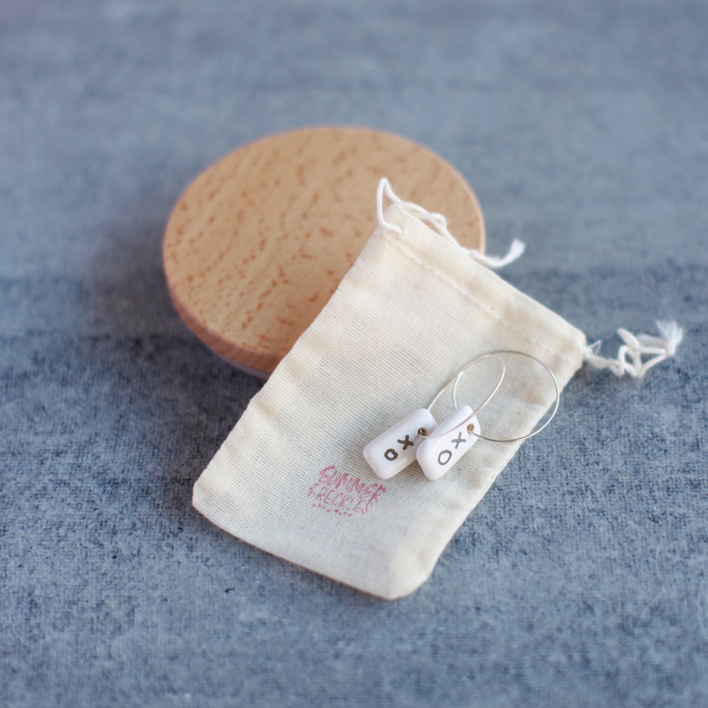 Handmade Ceramic Earrings with Silver Detail