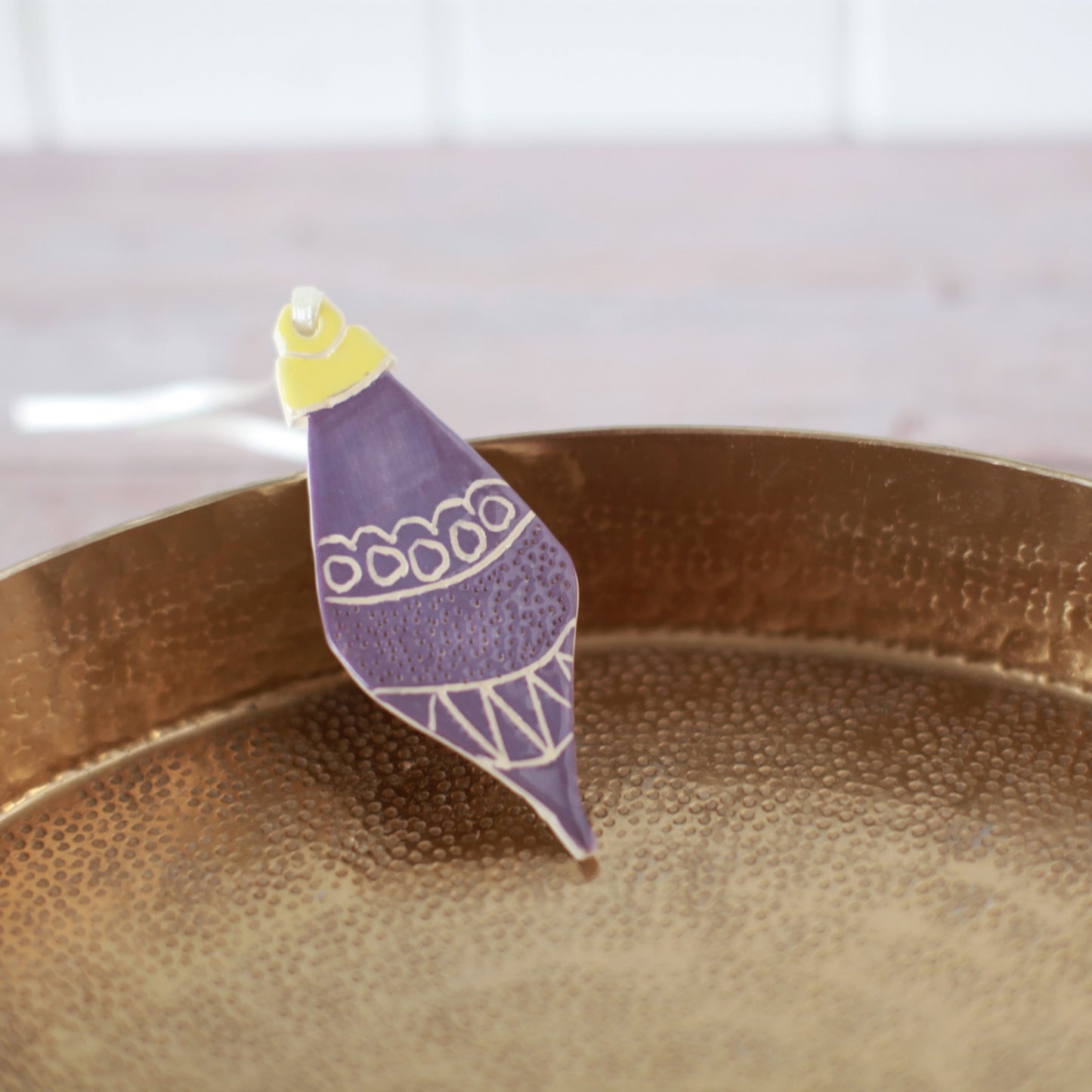 Ceramic Christmas Ornament with Sgraffito Pattern