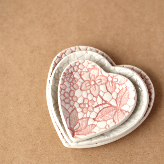 Pressed Lace Heart Ring Dish