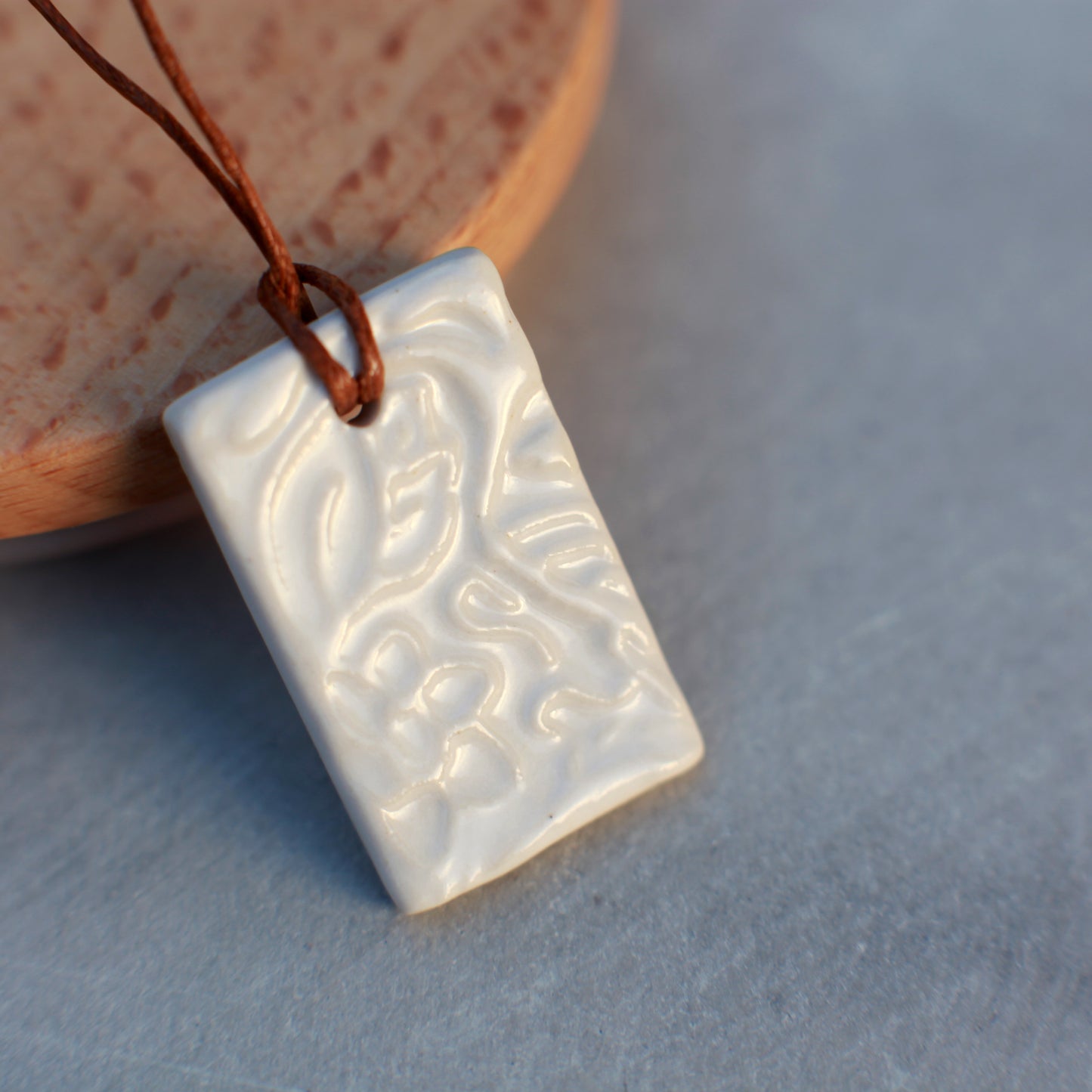 White Patterned Ceramic Necklace